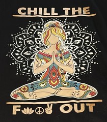 Chill The F Out Meditating Mandala Peace Sign Yoga Relax Small Graphic Tee Shirt