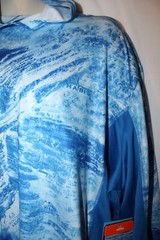 mens habit hidden cove LS poly fishing shirt M nwt blue water camo hoodie