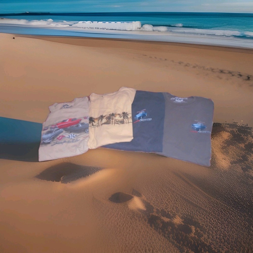 OUT OF BOUNDS MENS BEACH AND VINTAGE CARS & TRUCKS TSHIRT LOT OF 4 SIZE XXL