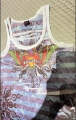 Vintage Pistol Pete Y2K Mesh Graphic Tank Top Men’s Med Tattoo Heart Sleeveless