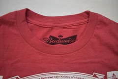 Budweiser King Of Beers Mens Beer Label Logo Heather Red Shirt New XL