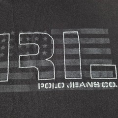 Polo Jeans Co Ralph Lauren Mens L T-Shirt Black Graphic RL American Flag Cotton