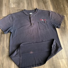 Vintage Gradient Sun Faded Worn WIP Workwear T-Shirt Size L Blue Dickies