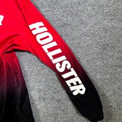 Hollister California Tee Shirt Mens Large Red Black Gradient Graphic Spell Out