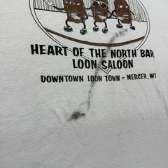 Vintage 80s Raisin Hell Heart of the North Loon Saloon Mercer WI Shirt – XL/2XL