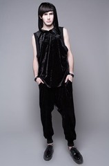 WIDOW by LIP SERVICE UNISEX GOTHIC PUNK ROCKER CRUSHED VELVET SHIRT HOODIE