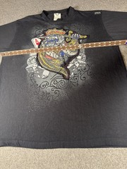 Avirex Shirt Mens 2XL Big Black Graphic Skeleton King Poker Cards Casino Jesse
