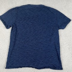 Wallace & Barnes Shirt Mens Medium Indigo Blue Short Sleeve Pocket Crew Neck