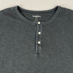 Goodfellow Henley Shirt Mens XL Gray Casual Short Sleeve Slub Cotton Minimalist