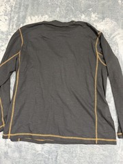 Venado Mens Long Sleeve Henley Shirt Black With Contrast Stitching Large