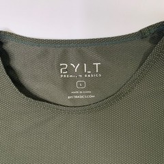 BYLT Shirt Mens L Large Army Green Pulse Drop Cut Short Sleeve Muscle Athletic