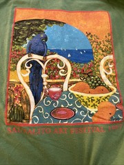 Vintage Art Festival Y2K Green Graphic Nature T-Shirt Size Medium Unisex