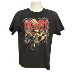 AC/DC Black Ice 2009 Tour Shirt Men Large Black Short Sleeve Double Sided Anvil