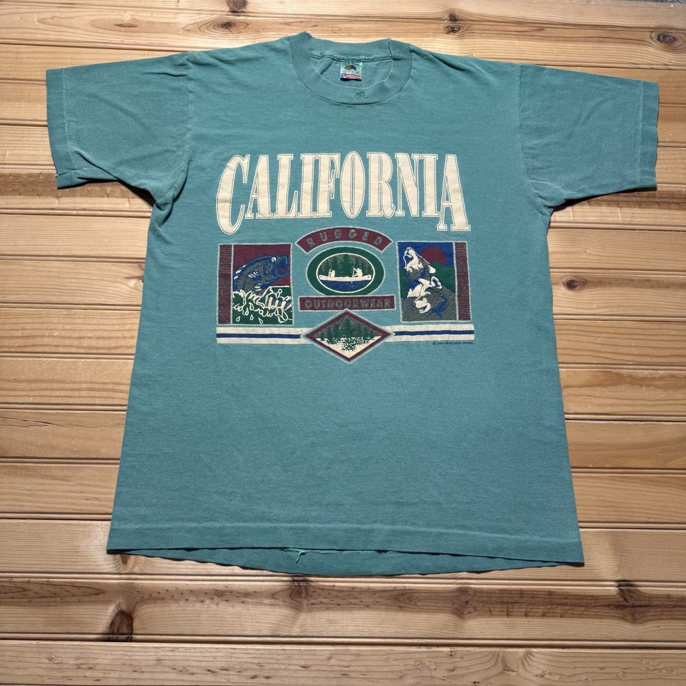 Vintage 1992 California Rugged Outdoorwear Nature Graphic T-Shirt USA – Large