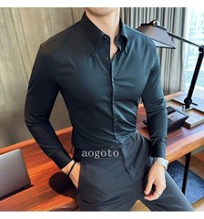 French Men’s White Shirt Long Sleeved Spring Business Casual Formal Party Shirts