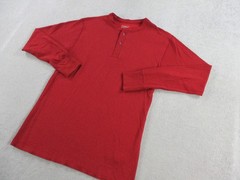 LL Bean Shirt Mens Medium Tall Red River Driver Henley Wool Blend Long Sleeve