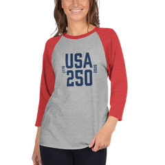 USA 250 Navy 3/4 sleeve raglan shirt