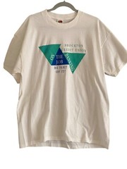 VTG Fruit of the Loom White Tee Tshirt Brockton Credit Union On the Job Banking