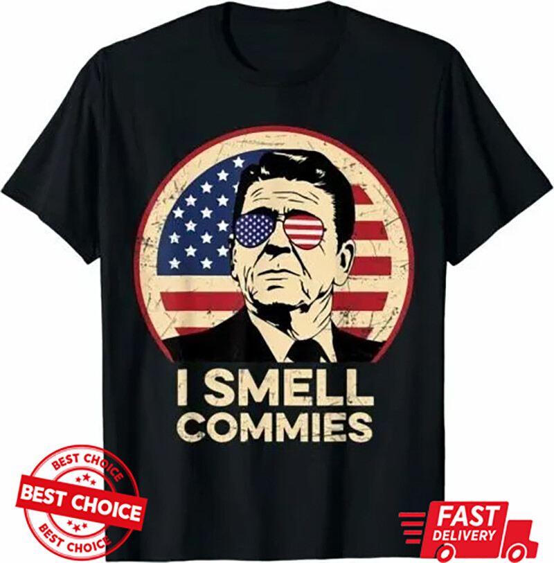 Ronald Reagan, I Smell Commies Patriotic American T-Shirt S-3XL