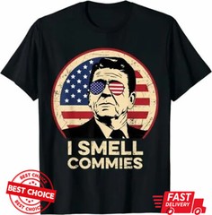 Ronald Reagan, I Smell Commies Patriotic American T-Shirt S-3XL