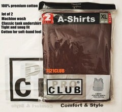 Lot 2 PRO CLUB A SHIRTS TANK TOP BROWN ProClub Mens Wife Beater Undershirt S-7XL