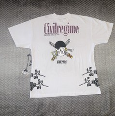 Civilregime One Piece Zoro White Graphic T-Shirt Size Large