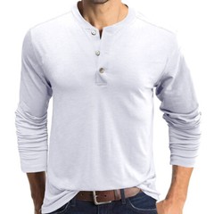 Zonbailon men’s simple Breathable T-shirt solid color bottomed Long Sleeve shirt