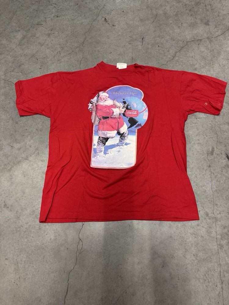 Vintage 1993 Coca Cola Santa Claus Christmas T Shirt Mens Size XL Made in USA