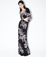All Saints Womens Cynthi Floral Cut Out Maxi Dress Designer Slim Fit Long Sleeve