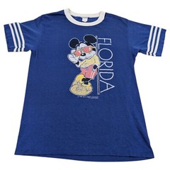 Mickey Mouse Disney Florida Ringer Graphic Tee Shirt Vintage 70s Retro Adult M/L