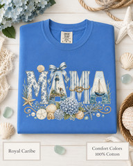 Coastal Mama Shirt, Comfort Colors Lighthouse Hydrangea Tee, Mom Beach Gift