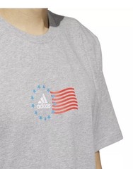 adidas Men’s Crewneck American Flag Graphic T-Shirt Grey Heather-Small