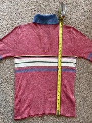 Vintage Capistrano Shirt Polo S/M Made in Korea 70s Ramie Acrylic Red Blue