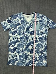 Fresh Brand Shirt Men Medium Blue Hawaiian Tropical Floral Beach Surf Cotton Tee
