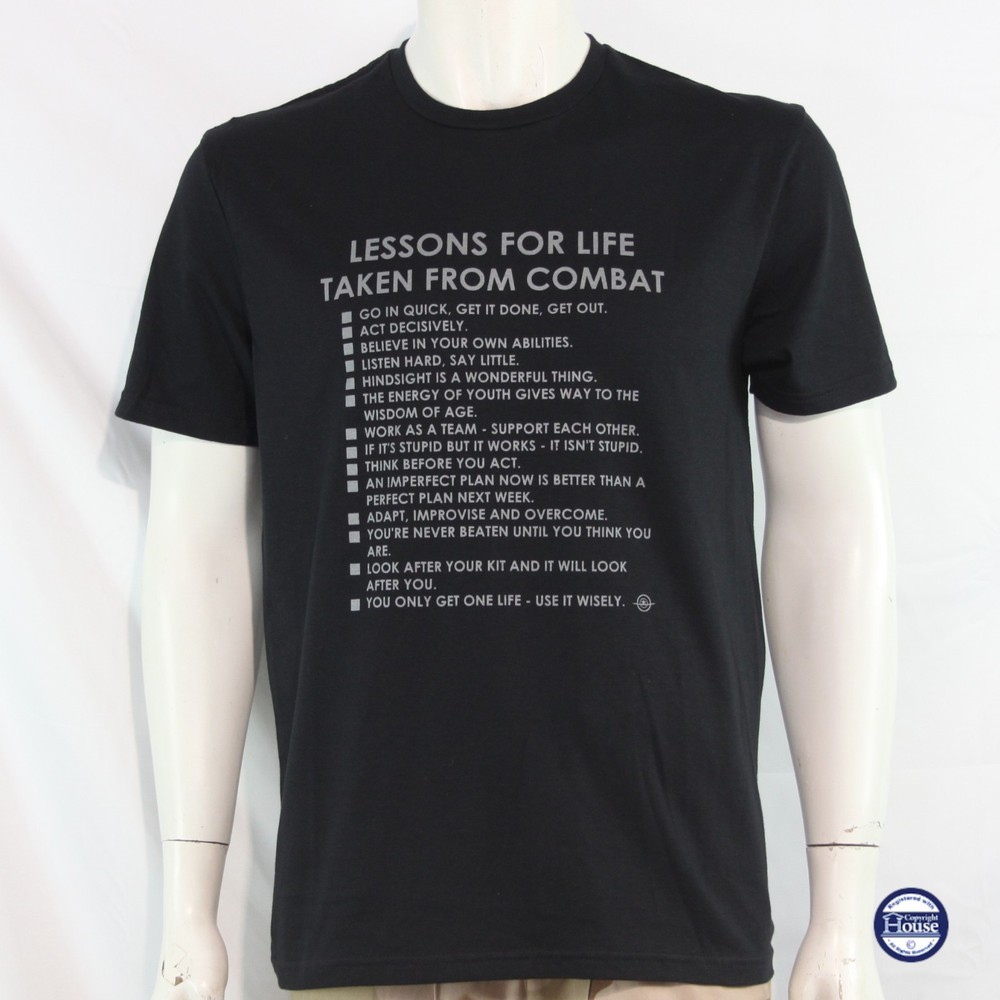 Lessons For Life Exclusive Printed T-Shirt Mens Warbird Print Black Military