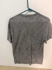Buffalo David Bitton Mens M Gray Distressed Graphic V-Neck T-Shirt Spellout 73