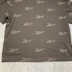 Reebok T Shirt Mens XL Black Allover Logo Graphic Casual Crew Neck Short Sleeve