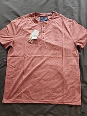 Jachs New York T-Shirt Stretch Poly Viscose Short Sleeve Henley Sz Small