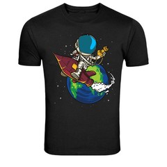 Astronaut Riding Rocket Around Earth Space Graphic T-Shirt