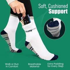 Zipper Sock Wallet – Cotton & Polyester Zipper Socks with Pockets – Fits shoe…