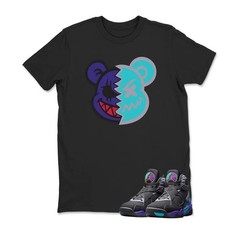 Shirt to Match AJ 8 Aqua 2025 Sneakerhead Bear T-Shirt, BLACK/WHITE