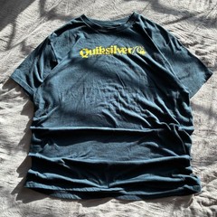 Quiksilver Graphic Tee Dark Blue Yellow Spellout