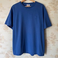 Vintage 90s Nike Embroidered Swoosh Tee | Faded Blue | Size XL