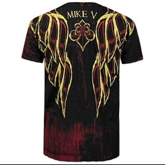 Affliction T-Shirt “MIKE V” 2XL NWT Black Burgundy Vintage