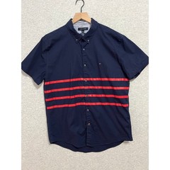 Tommy Hilfiger Shirt Men’s XL Navy Blue Red Stripe SS Stretch