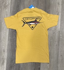 Columbia PFG T-Shirt Mens Small Yellow Swordfish Art Fishing Gear Angler Outdoor
