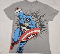 Mens Marvel Captain America Short Sleeve T Shirt Gray Medium