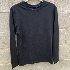 Mack Weldon Shirt Mens Medium Black 100% Pima Cotton Long Sleeve Crewneck Tee