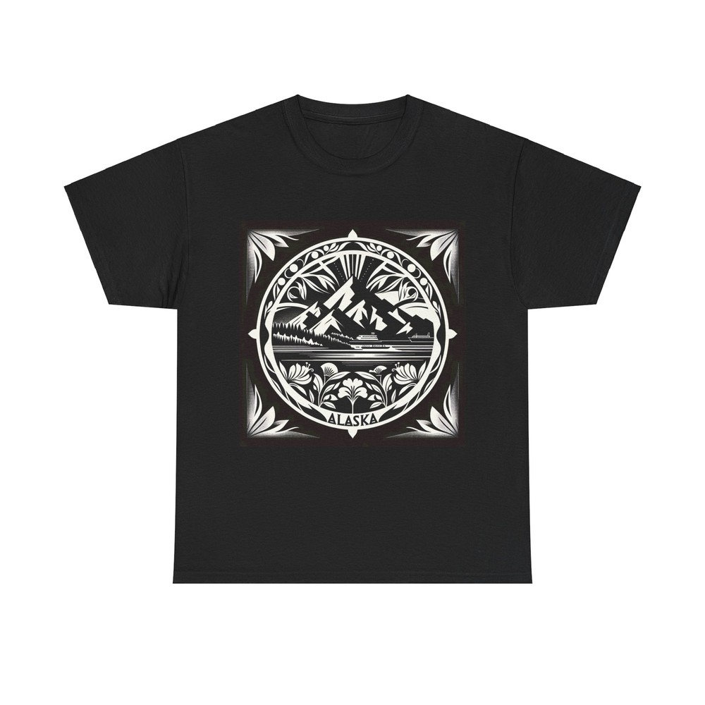 Unisex Adult T Shirt Vintage Style Art Deco Alaska Design Travel Gift Nature Tee
