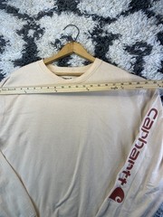 Carhartt Men’s L Beige Loose Fit Logo Crew Neck Long Sleeve Cotton Tee TK0231-M